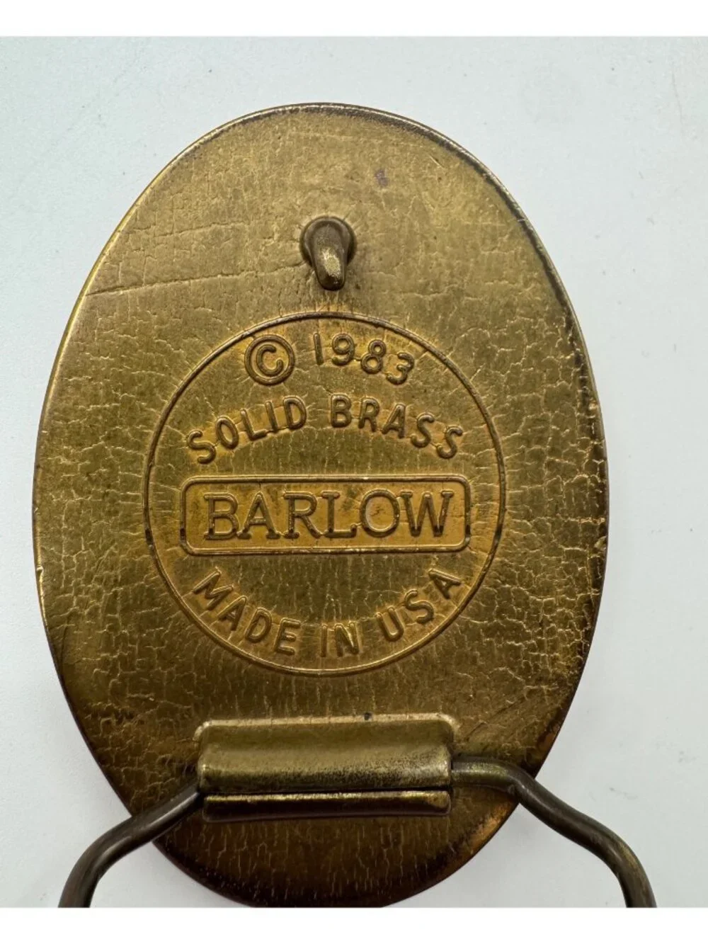 Vintage 1983 Barlow Solid Brass Deer Belt Buckle Made In USA 3